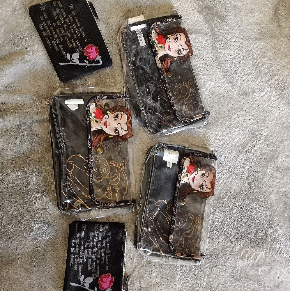 3 used Beauty and the Beast cosmetic bags